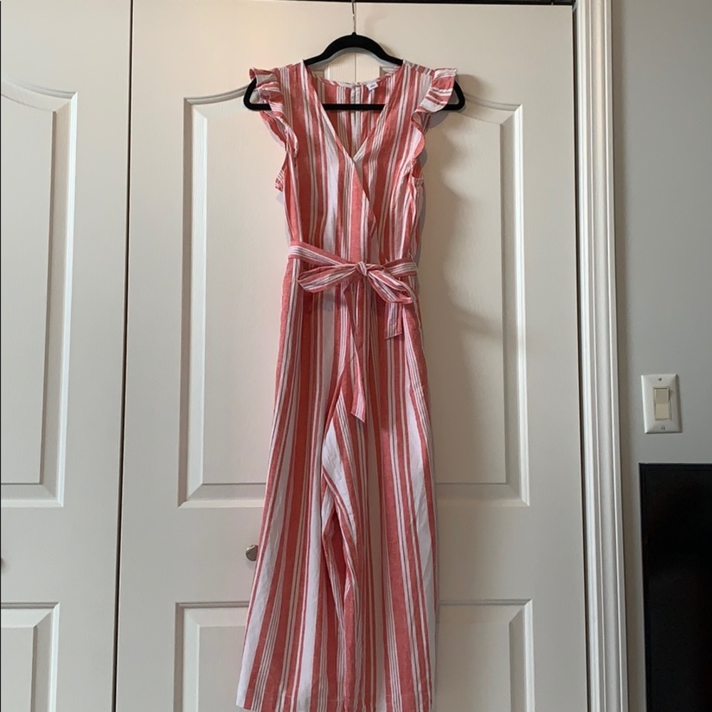 Old Navy Coral Striped Jumpsuit